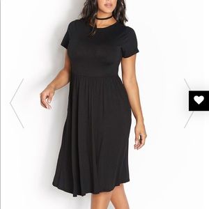 Black midi skater dress with POCKETS